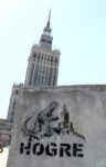 Hogre, Godzilla hates the soviet architecture, 2013, subvertising intervention, Warsaw. Photo credits Hogre