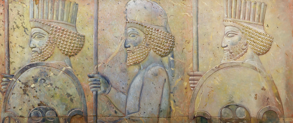Joseph Lindon Smith, Particolare delle guardie persiane dai rilievi della scala orientale dell’Apadana, Persepolis, Iran, olio su tela, 1935. Credits Oriental Institute, Chicago