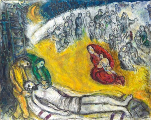 Marc Chagall, La deposizione dalla croce, 1968-76. Parigi, Centre Pompidou, Musée national d'art moderne -Centre de création industrielle