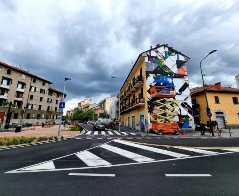 Murale di Zedz a Milano per Mondrian