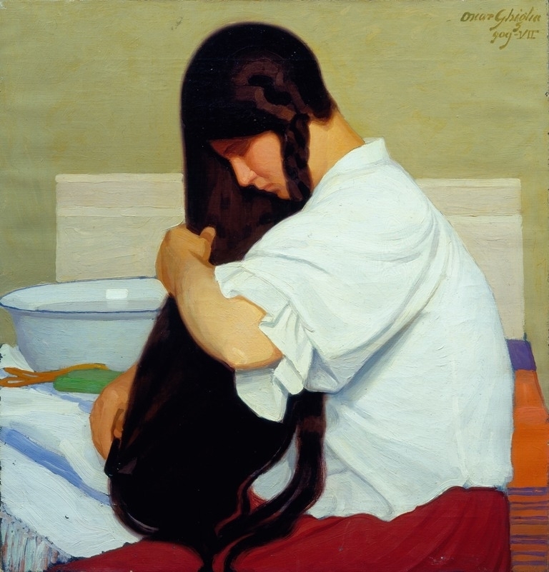 Oscar Ghiglia, La camicia bianca o Donna che si pettina, 1909, Istituto Matteucci, Viareggio