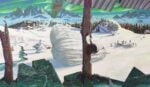Thomas Braida, Toblerone World War, 2022 olio su lino su tela, 2002x340 cm. Courtesy l’artista & Monitor, Roma Lisbona Pereto