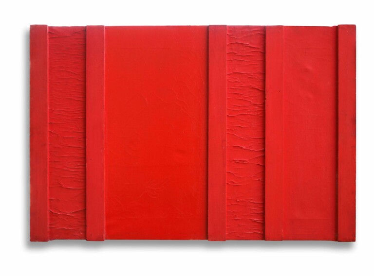 Tano Festa Rosso, 1961 legno dipinto, 60 x 90 cm Collezione Maurizio Fagiolo dell’Arco, Roma