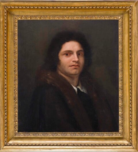 AL FINE ART ANTONACCI LAPICCIRELLA - Roma Antonio Canova (Possagno 1575 – Venezia 1822) Autoritratto di Giorgione Olio su tavola, cm 72,5x64 Cornice in legno intagliato e dorato, Roma XVIII secolo Provenienza: Principe Abbondio Rezzonico; Cavalier Giovanni Gherardo De Rossi