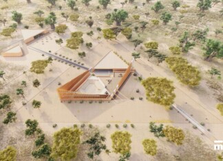 Rendering of the proposed Bët-bi museum and center for culture and community inSenegal Courtesy atelier masōmī