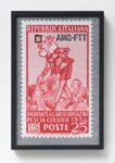 Cesare Pietroiusti, _Pinocchio_ nuovo con gomma, Trieste Zona A, 1954, 25 Lire rosa carminio sovrastampato, I, 2022, 36x24 cm. Photo Giorgio Benni. Courtesy The Gallery Apart, Roma