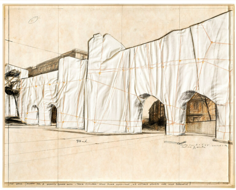 Christo, The Wall (Project for a Wrapped Roman Wall) (1974). Courtesy of Christie’s Images Ltd