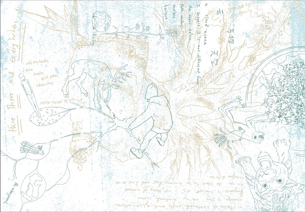Claudia Losi, Oltre il giardino, 2022. Disegno preparatorio dell'opera (con C. Neviani) in tessuto jacquard, Aròmata, Pistoia