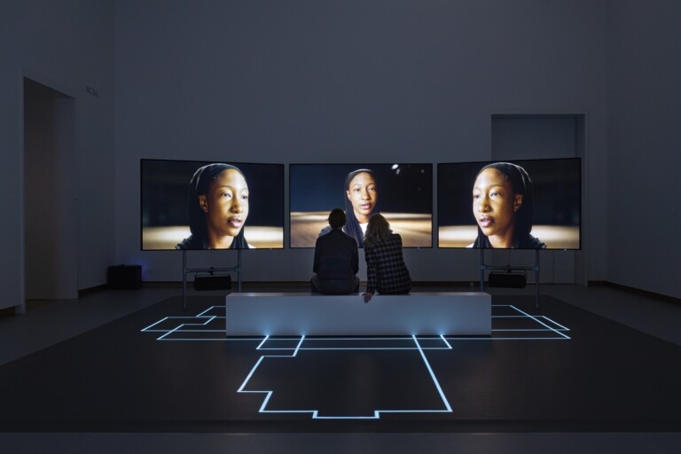 Hito Steyerl, Drill, 2019. Installation view at Stedelijk Museum, Amsterdam 2022. Courtesy the artist, Esther Schipper, Berlin and Andrew Kreps Gallery, New York. Photo Peter Tijhuis © Hito Steyerl