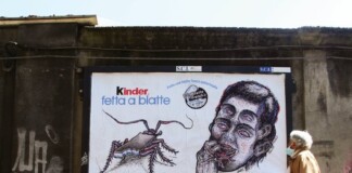 Illustre Feccia, Kinder fetta a blatte, in collaborazione con Aka Newton Subvertising, Torino, 2021. Photo credits Illustre Feccia