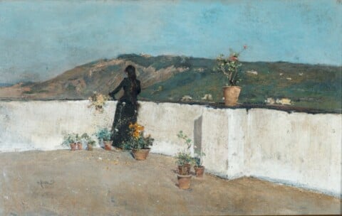 Giuseppe Casciaro, Tra il verde, 1890, pastello su carta, cm 44x67, Lecce, Museo Storico della Città. 