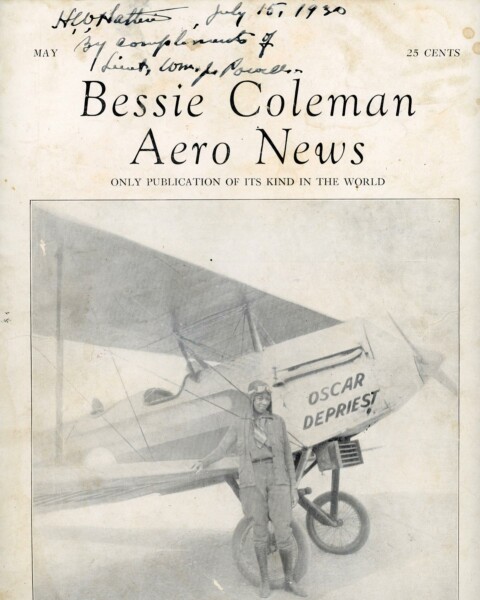 Una pubblicazione dedicata a Bessie Coleman, la prima donna nera negli USA a possedere una licenza di volo. Courtesy International African American Museum