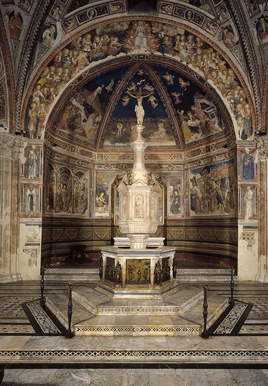Veduta del battistero di Siena con il fonte battesimale © 2022. Foto Opera Metropolitana Siena/Scala, Firenze
