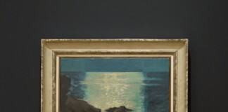 Carlo Busiri Vici, Riflesso lunare sul mare (Circeo), 1950, olio su tela, 41x33 cm. Courtesy Raucci_Santamaria Studio Project, Milano