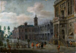 Jans Wildens e Cornelis De Wael, Veduta di palazzi con figure, Collezione Privata