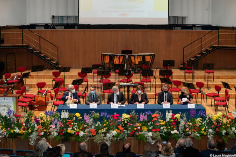 Il Bosco della Musica: la cerimonia di firma del protocollo dello scorso 11 aprile in Conservatorio con le rappresentanze di Conservatorio, MIMS, MUR, Regione e Comune