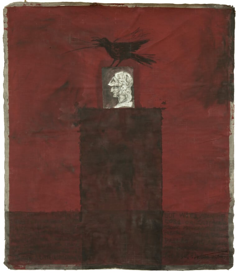 Ferdinando Bruni, The sweet derision of the crow, Just above my chamber door, 2019, tecnica mista, 211x186 cm