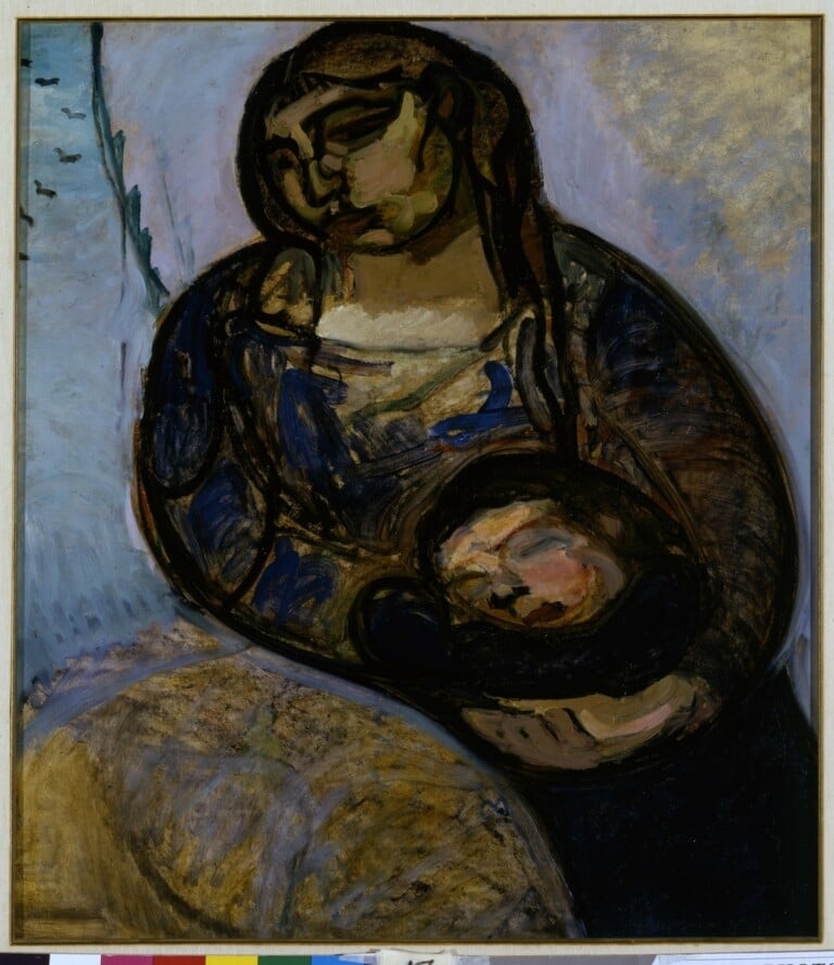 Gino Rossi, Maternità, 1913, olio su cartone, 72 x 64 cm. Fondazione Musei Civici di Venezia, Galleria Internazionale d’Arte Moderna di Ca’ Pesaro © Archivio fotografico - Fondazione Musei Civici di Venezia