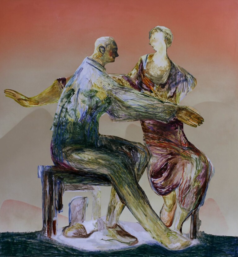 Matteo Nuti, Incontriamoci a Capodimonte, 2020, tecnica mista su carta applicata su legno, 107 x 114,2 cm