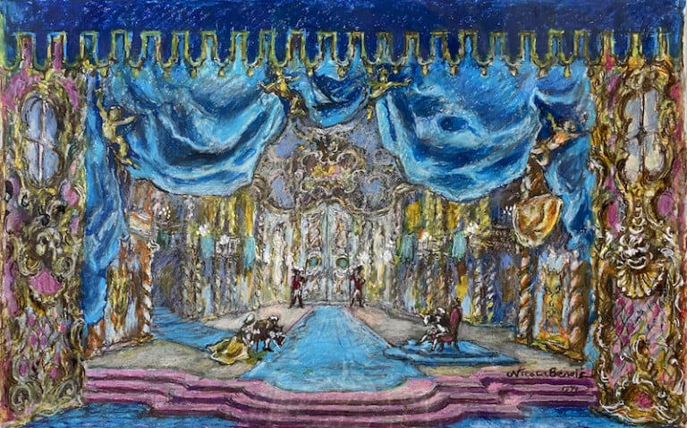 Nicola Benois, Bozzetto per “Un ballo in maschera” di Verdi del 1979, pastello ad olio su carta, 48x30 cm