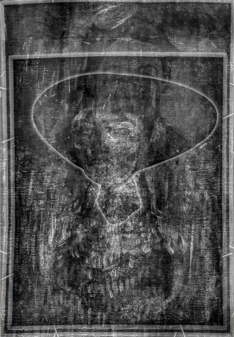 Una delle tre sagome sotto Nudo con Cappello ai raggi X, courtesy Hecht Museum