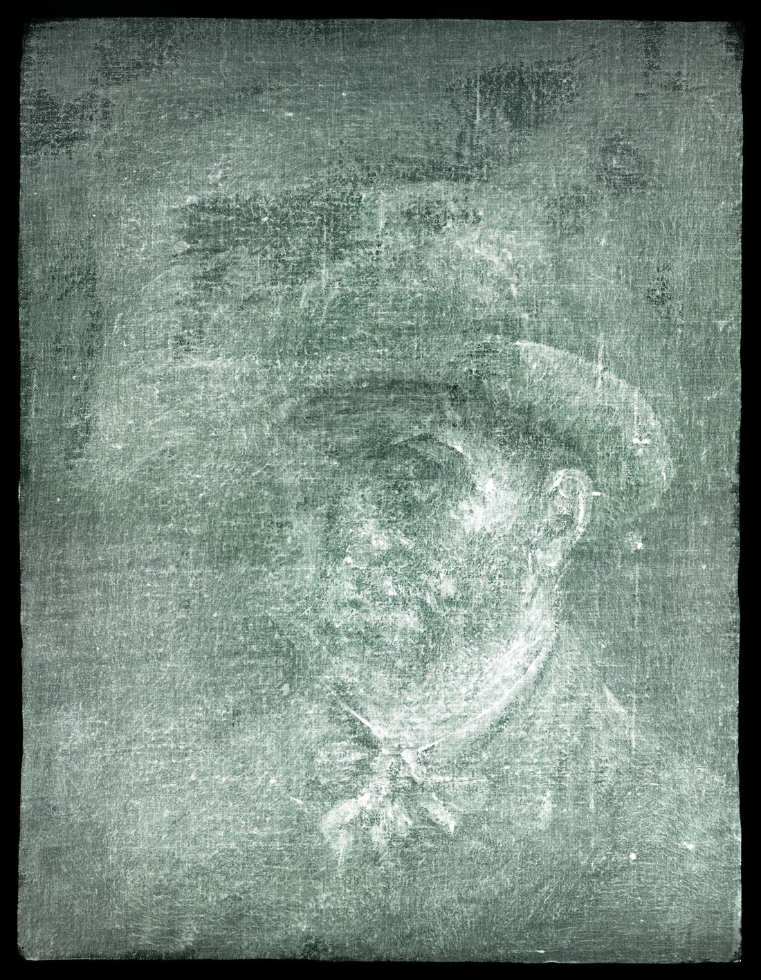X-ray image of Vincent Van Gogh self-portrait, National Galleries of Scotland