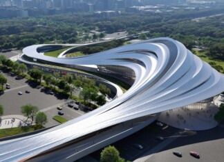 Un rendering del futuro Jinghe New City Culture&Art Centre. Courtesy Artchain