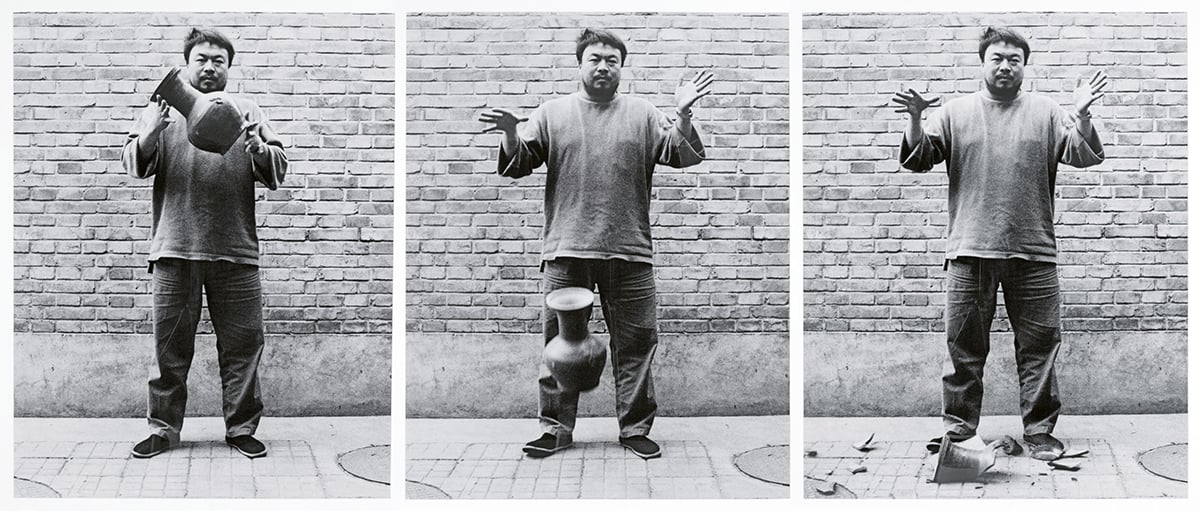 Ai Weiwei, Dropping a Han Dynasty Urn, 1995, Black and White Photographs (Triptych), Private Collection, Photo_ courtesy of Ai Weiwei Studio © 2022 Ai Weiwei