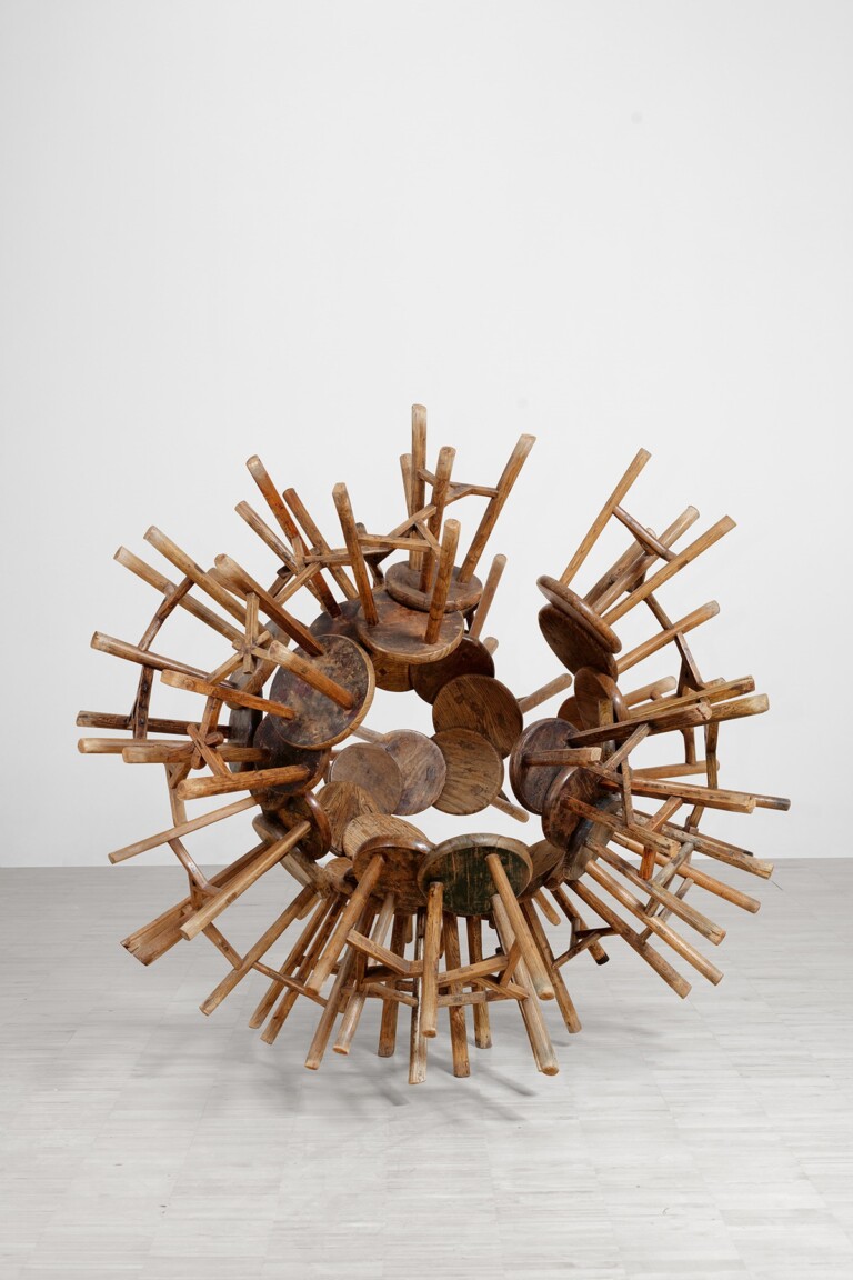 Ai Weiwei, Grapes, 2011, 40 wooden stools, Private Collection, Photo_ The ALBERTINA Museum, Vienna _ Lisa Rastl & Reiner Riedler © 2022 Ai Weiwei