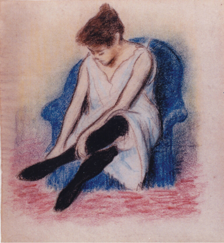 Federico Zandomeneghi, Les bas noir, 1894 97 , pastello su carta, 30 x 25 cm. Collezione privata