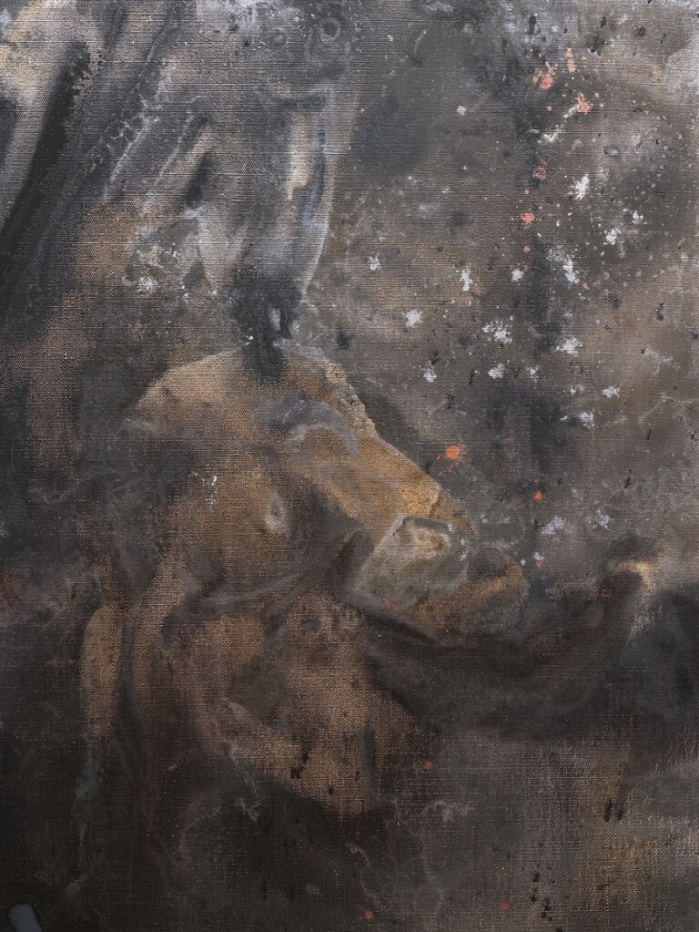 Mary Weatherford, The Flaying of Marsyas—4500 Triphosphor, 2021 _ 2022, Flashe e neon su lino, 236.2 x 200.7 cm