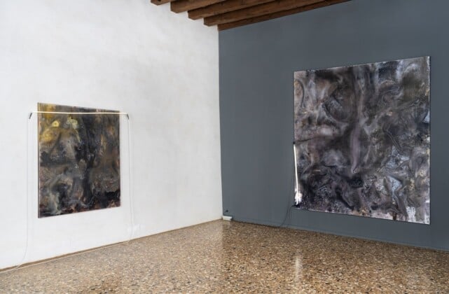 Mary Weatherford, The Flaying of Marsyas, Installation view at Museo di Palazzo Grimani, Photo Matteo De Fina, Courtesy Gagosian