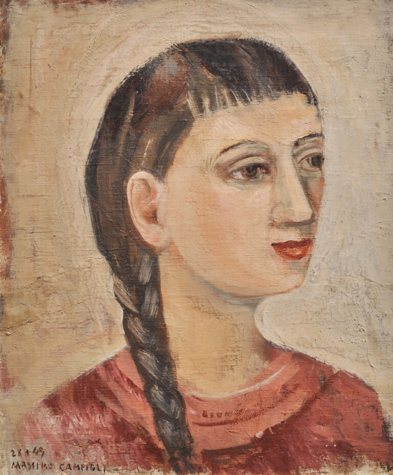 Massimo Campigli, Figura arcaica, 1934 ca., olio su compensato, 56,5 x 47 cm. Viareggio, Società di Belle Arti