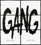 Pietro Terzini, Gang cream & black, 2021, acrilico su carta (Gucci shopper)