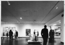 The opening of Robert Rauschenberg at the Jewish Museum, NY, ca. March 31, 1963. Artworks © 2022 Robert Rauschenberg Foundation | Licensed by VAGA at Artists Rights Society (ARS), NY