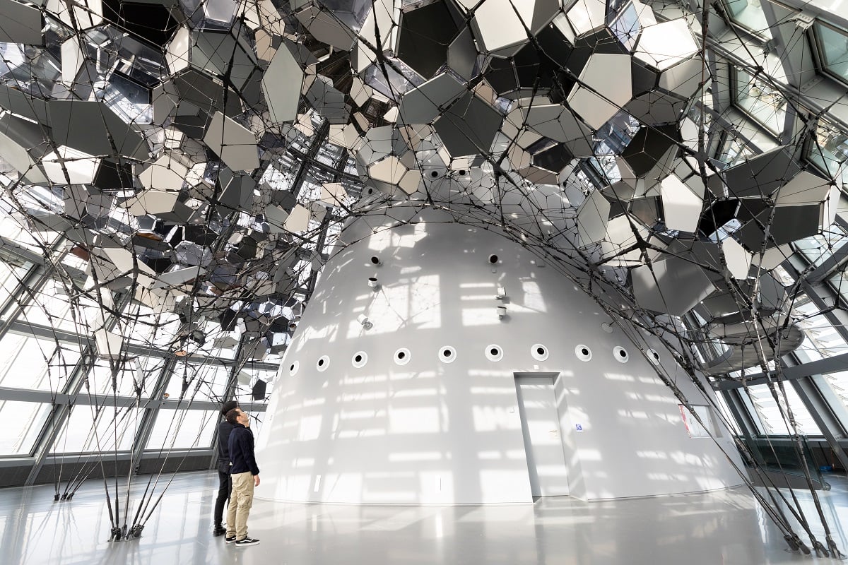 Tomás Saraceno, Installation views of Cloud Cities Barcelona, 2022, Courtesy Studio Tomás Saraceno and Mirador torre Glòries