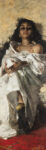 Vincenzo Irolli, Ragazza in bianco che fuma, olio su tela, 160 x 50,5 cm. Collezione privata