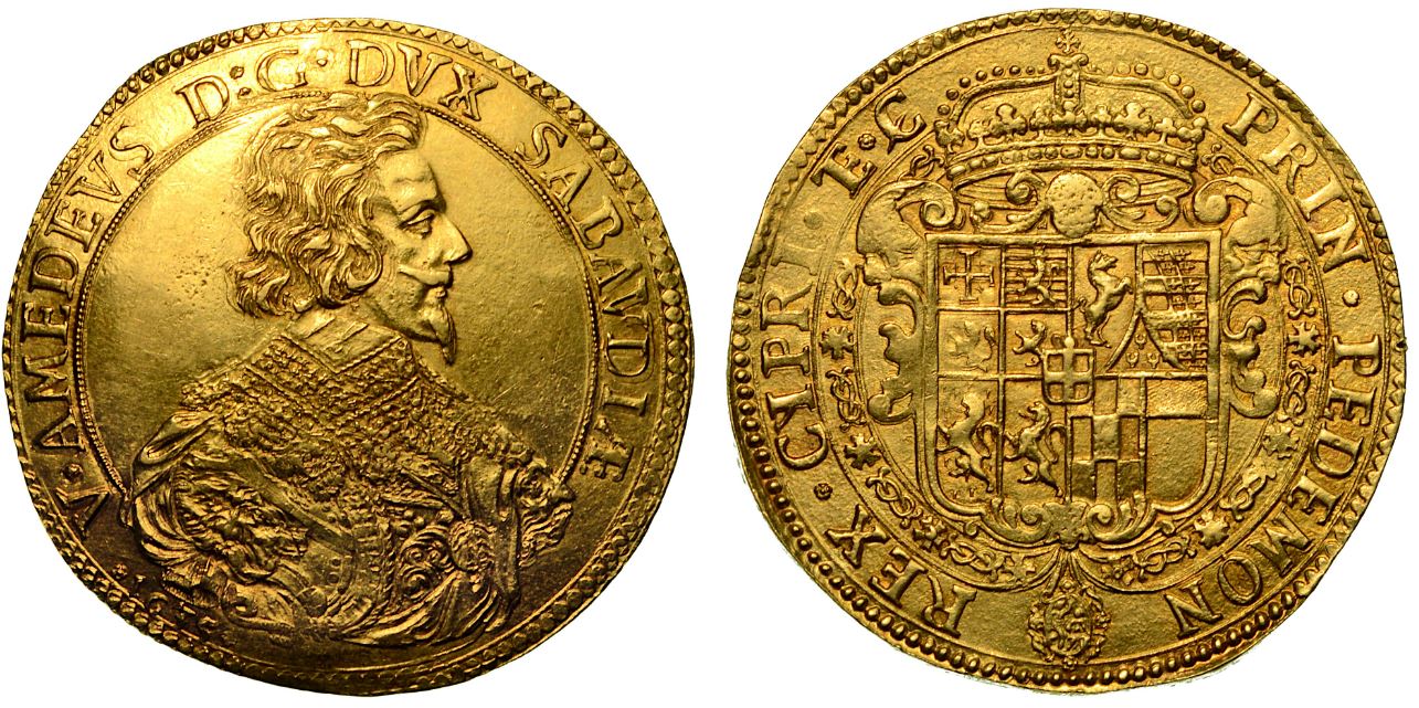 Vittorio Amedeo I. Il Leone di Susa. Da 10 scudi d’oro (IV tipo). Torino. Courtesy of Cambi