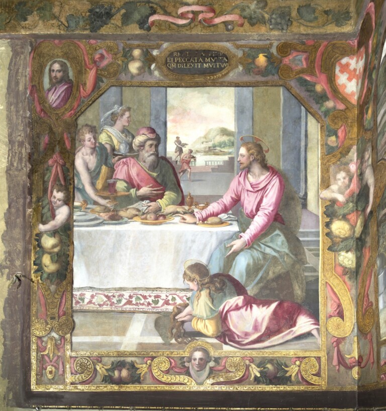 Palazzo Portinari Salviati, Cappella Salviati, La Maddalena asciuga i piedi a Gesù durante la cena in casa di Simone. Alessandro Allori e aiuti; 1579-1580. Courtesy Palazzo Portinari Salviati