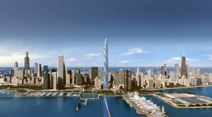 Chicago Spire render. Courtesy Shelbourne Development:Santiago Calatrava