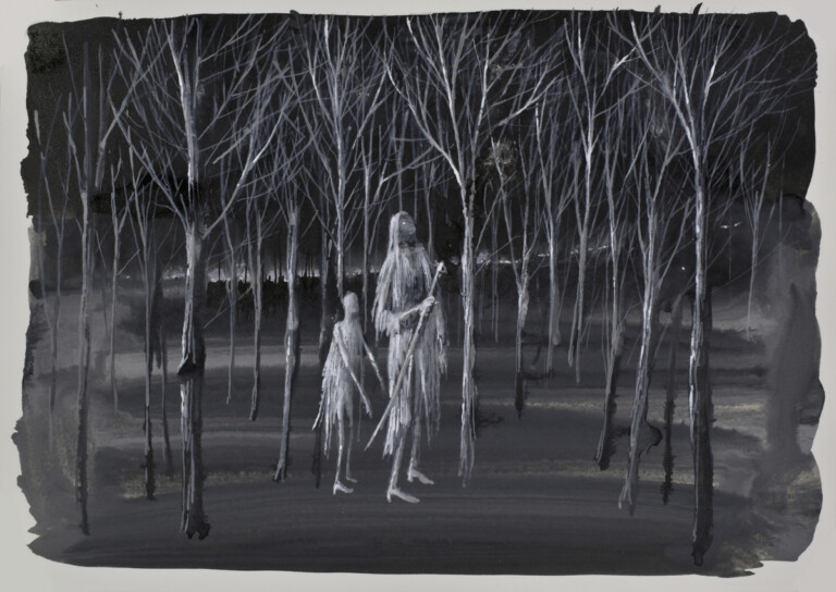 Francesco De Grandi, Piccola antologia del sogno nel mondo classico - Sonno e Morte (Esiodo), 2021 Serie di 12 inchiostri su carta, cm 26 x 36 cad.