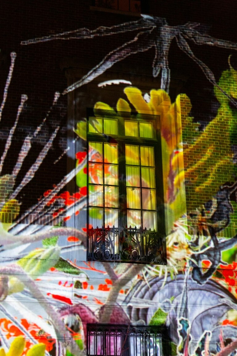 Francesco Simeti, Unrelenting, 2020, Video animation, 5’, Projection on the façade of the Italian Consulate, NYC, Courtesy the Artist and Francesca Minini, Milano