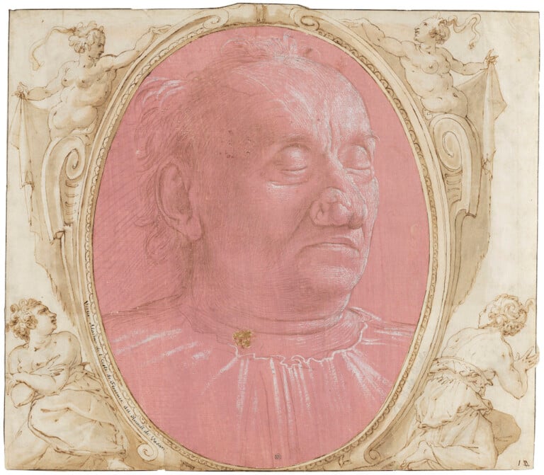 Domenico Ghirlandaio, Head of an Old Man. Metal point on pink prepared paper. Heightening in white opaque watercolour. Nationalmuseum.