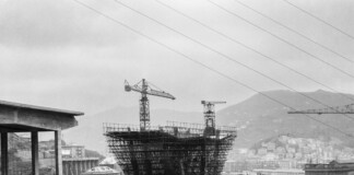Il viadotto Polcevera (ponte Morandi) in costruzione, Genova, 1963 67. Parma, CSAC, Fondo Publifoto