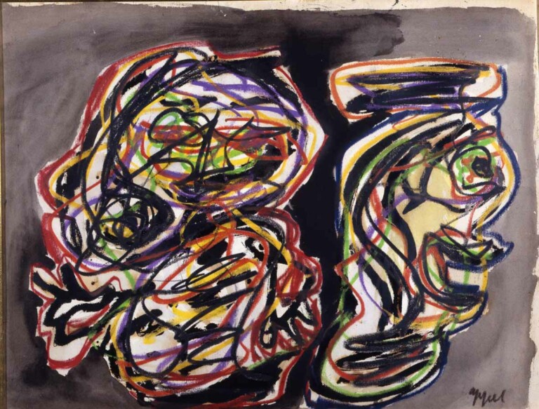 Karel Appel, Composizione, 1967 ca. guazzo su carta, mm 500 x 650. Galleria Internazionale d'arte Moderna, dono dell’artista, 1967