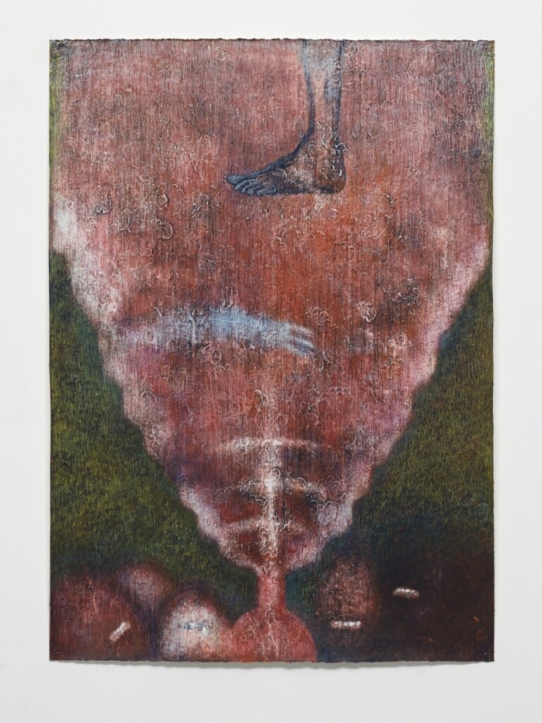 Luisa Rabbia, War, 2022, pastelli a cera su acrilico su carta, 114x157 cm. Courtesy l’artista e Peter Blum Gallery, New York. Foto Dario Lasagni