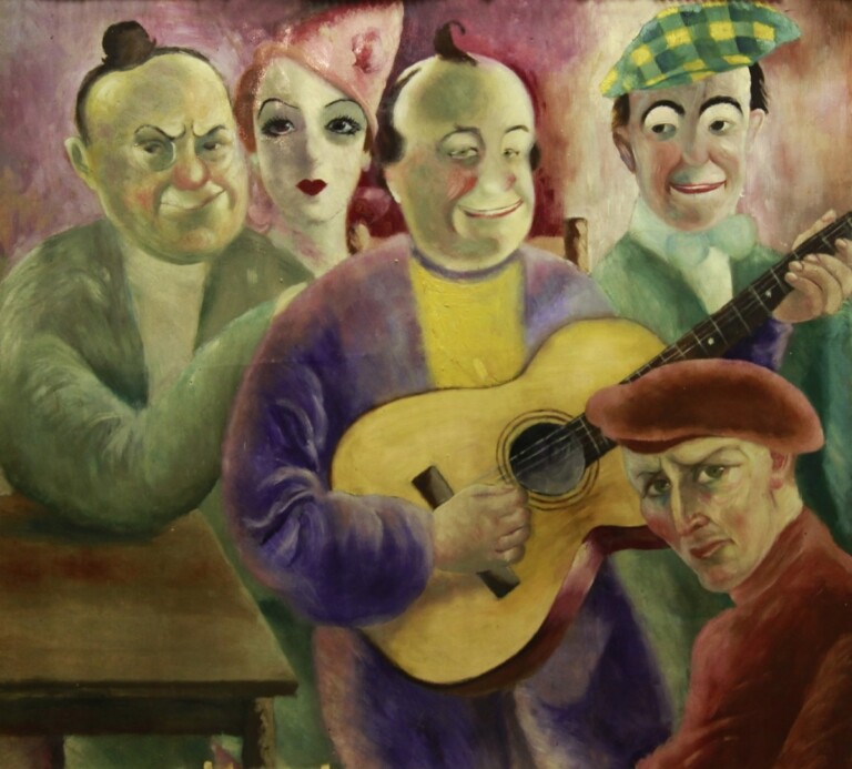 Nori De’ Nobili, I pagliacci, 1944, olio su tavola, 108x120 cm. Photo Alfonso Napolitano – Archivio Museo Nori De’ Nobili