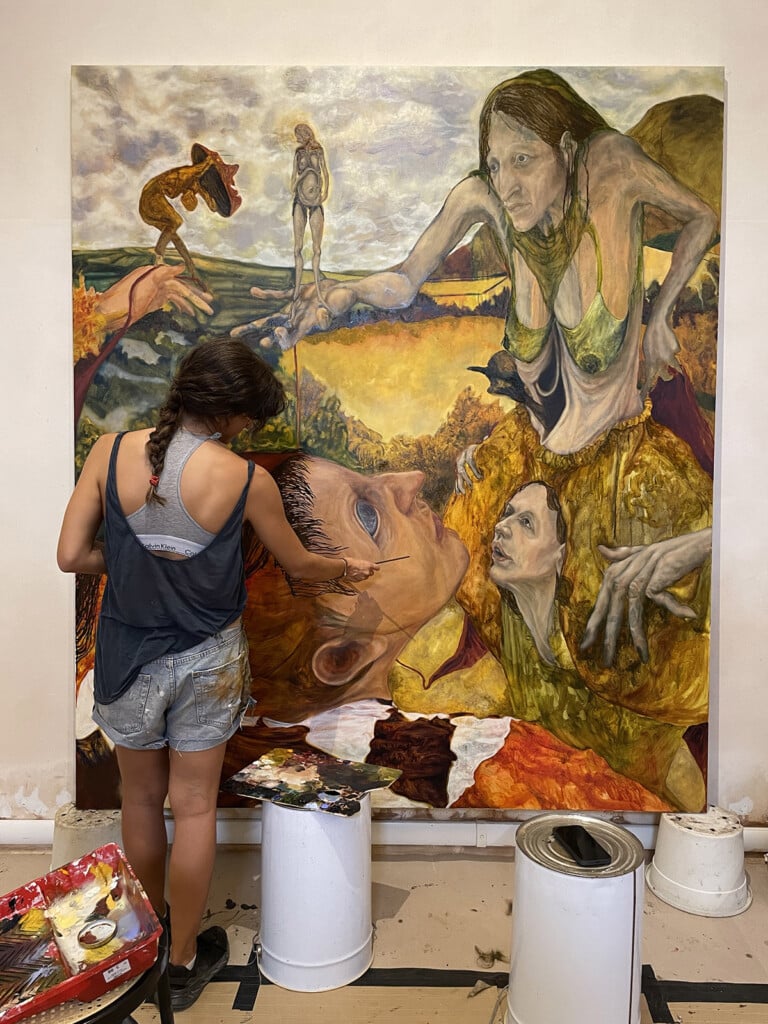 Nour El Saleh in the studio. Courtesy the Artist and Castello San Basilio