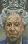 Portrait of HM Queen Elizabeth II Wearing The George IV Diamond Diadem. Painting by Lucian Freud, 2000-01. Part of The Royal Collection.