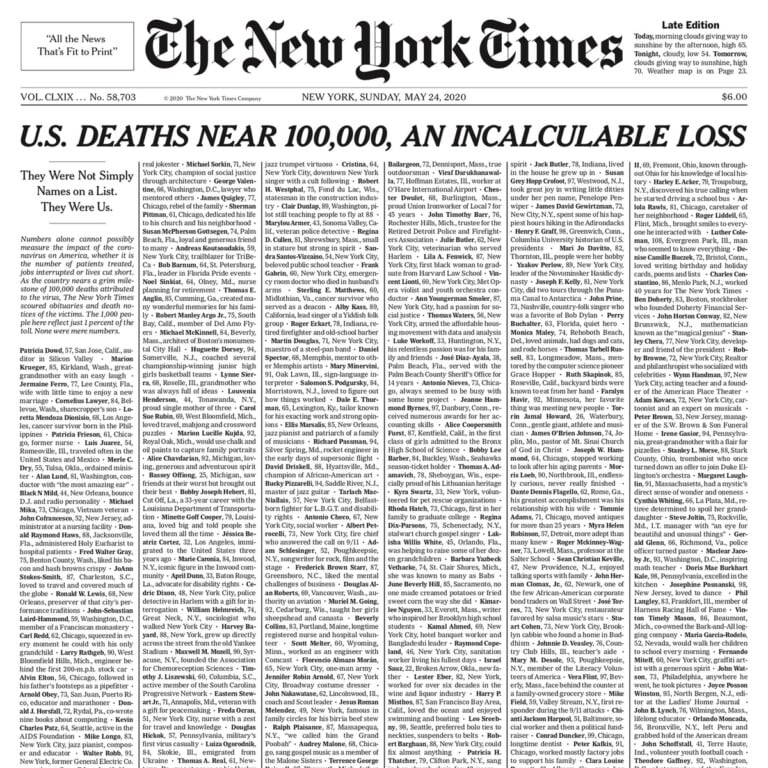 The New York Times, 24 maggio 2020